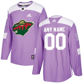 NHL Men adidas Minnesota Wild Purple Hockey Fights Cancer Customized Practice Jersey